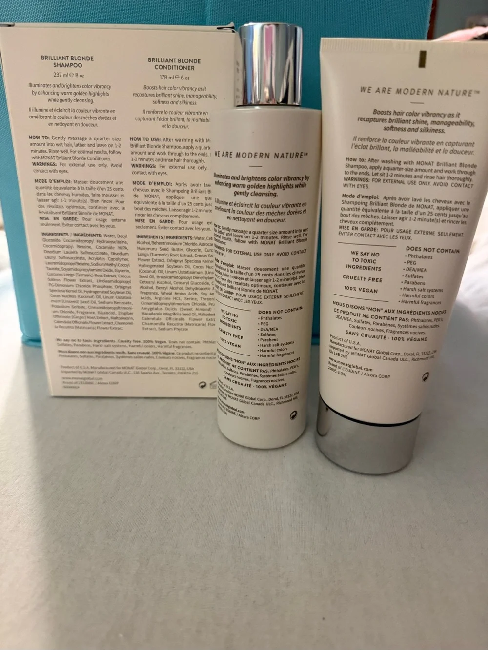 Authentic MONAT Colour Enhance Brilliant Blonde Shampoo & Conditioner